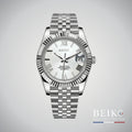 Seiko Mod Datejust, chiffres romains blanc — montre automatique japonais NH35, verre saphir, boîtier acier, Beiko