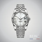 Seiko Mod Datejust, chiffres romains blanc — montre automatique japonais NH35, verre saphir, boîtier acier, Beiko