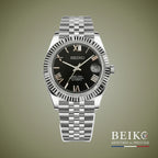 Seiko Mod Datejust, chiffres romains noir — montre automatique japonais NH35, verre saphir, boîtier acier, Beiko