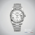 Seiko Mod Datejust, complication day date chiffres romains blanc miyota — montre automatique NH35, verre saphir, boîtier acier, Beiko