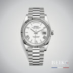Seiko Mod Datejust, complication day date chiffres romains blanc miyota — montre automatique NH35, verre saphir, boîtier acier, Beiko