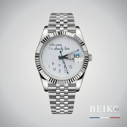 Seiko Mod Datejust, édition spéciale who cares blanc — montre automatique NH35, verre saphir, boîtier acier, Beiko