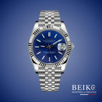 Seiko Mod Datejust, index bâton bleu — montre automatique japonais NH35, verre saphir, boîtier acier, Beiko