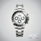Seiko Mod Daytona, lunette noire blanc — montre méca-quartz VK63, verre saphir, boîtier acier, Beiko