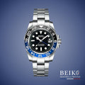 Seiko Mod GMT-Master, lunette bicolore batman noir bleu — montre automatique NH34, verre saphir, boîtier acier, Beiko