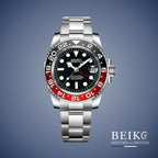 Seiko Mod GMT-Master, lunette bicolore coke noir rouge — montre automatique NH34, verre saphir, boîtier acier, Beiko