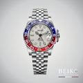 Seiko Mod GMT-Master, lunette bicolore pepsi bleu rouge argent — montre automatique NH34, verre saphir, boîtier acier, Beiko