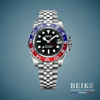 Seiko Mod GMT-Master, lunette bicolore pepsi bleu rouge noir — montre automatique NH34, verre saphir, boîtier acier, Beiko