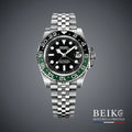 Seiko Mod GMT-Master, lunette bicolore starbucks noir vert — montre automatique NH34, verre saphir, boîtier acier, Beiko