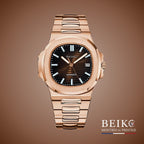 Seiko Mod Nautilus, boîtier or rose chocolat — montre automatique japonais NH35, verre saphir, boîtier acier, Beiko
