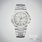 Seiko Mod Nautilus, cadran horizontal argent — montre automatique NH35, verre saphir, boîtier acier, Beiko