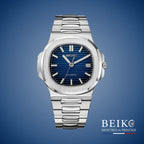 Seiko Mod Nautilus, cadran horizontal bleu nuit — montre automatique NH35, verre saphir, boîtier acier, Beiko