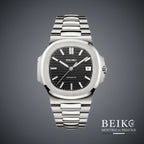Seiko Mod Nautilus, cadran horizontal noir — montre automatique NH35, verre saphir, boîtier acier, Beiko