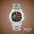 Seiko Mod Nautilus, cœur ouvert chocolat — montre automatique NH35, verre saphir, boîtier acier, Beiko