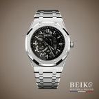 Seiko Mod Royal Oak, cadran squelette argent — montre automatique NH35, verre saphir, boîtier acier, Beiko
