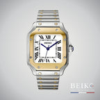 Seiko Mod Santos, boîtier bicolore or — montre automatique NH35, verre saphir, boîtier acier, Beiko