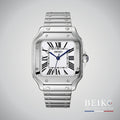 Seiko Mod Santos, boîtier carré acier blanc — montre automatique NH35, verre saphir, boîtier acier, Beiko