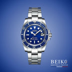 Seiko Mod Submariner, boîtier acier bleu nuit — montre automatique NH35, verre saphir, boîtier acier, Beiko