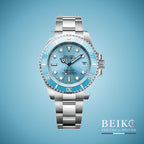 Seiko Mod Submariner, boîtier acier bleu Tiffany — montre automatique NH35, verre saphir, boîtier acier, Beiko