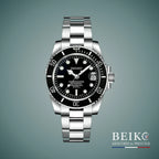 Seiko Mod Submariner, boîtier acier noir — montre automatique NH35, verre saphir, boîtier acier, Beiko