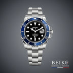 Seiko Mod Submariner, lunette bleu et noir bleu noir — montre automatique NH35, verre saphir, boîtier acier, Beiko