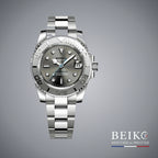 Seiko Mod Yacht-Master, boîtier acier gris — montre automatique NH35, verre saphir, boîtier acier, Beiko